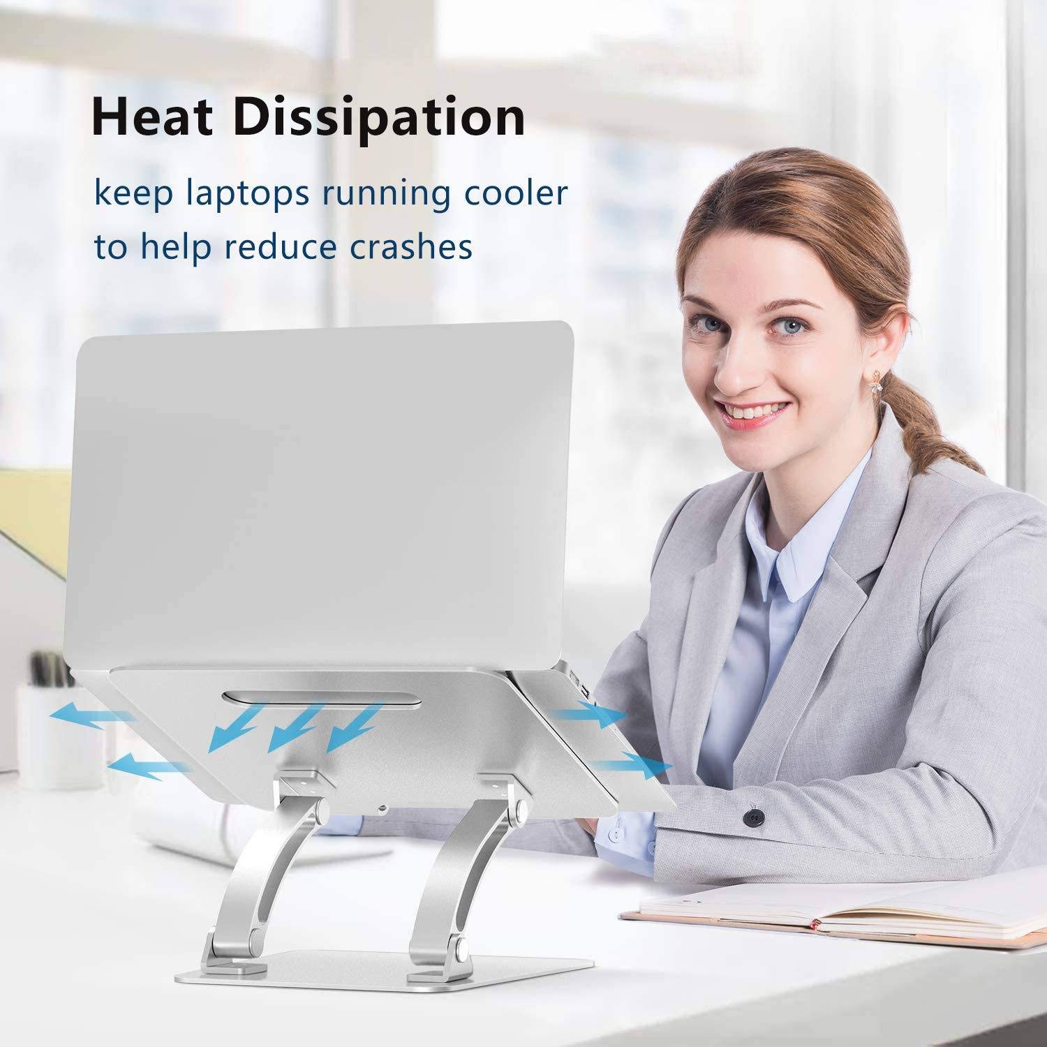 Supporto per Laptop, Supporto per Laptop ergonomico Regolabile in Altezza, Supporto per Laptop con Supporto per Laptop in Alluminio ventilato con Ventilazione Adatta per Ufficio e