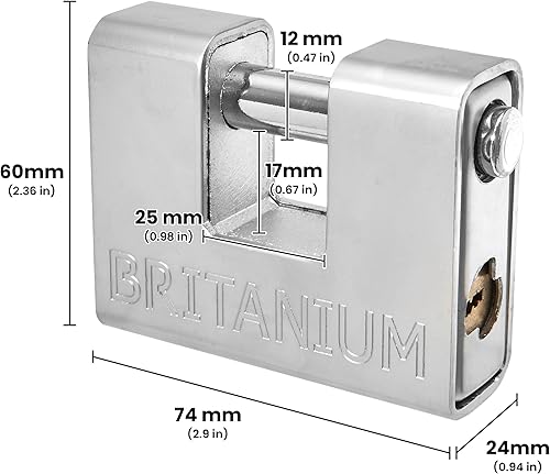 Miniatura 2 de Britanium BRP74 blindado Candado para contenedores de envío - Cilindro antitaladro - Cerradura resistente para unidad de almacenamiento,
