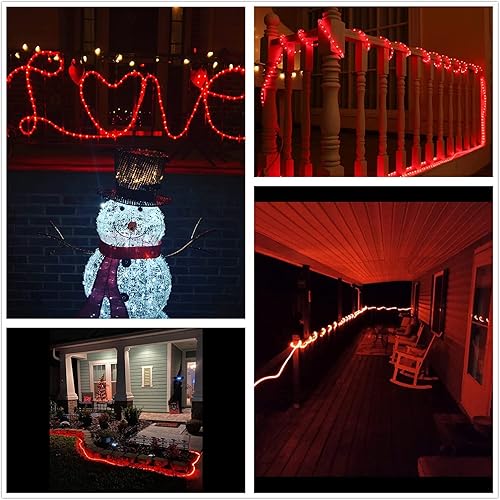 Miniatura 5 de Tuanchuanrp Tira de luces rojas de 100 pies para exteriores, tira de luces LED impermeable, iluminación decorativa para interiores y exteriores,