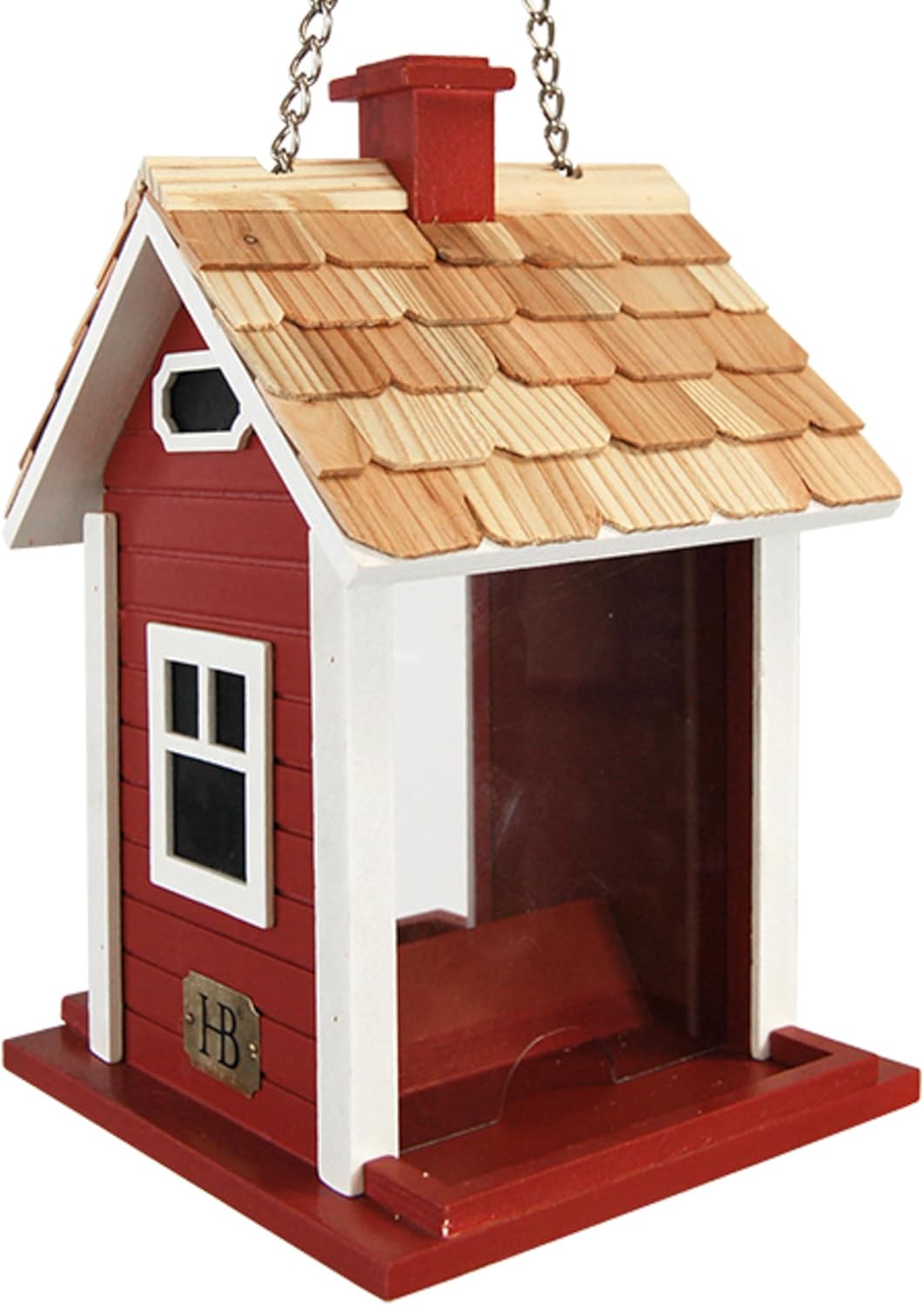 Home Bazaar Christmas Cottage Birdfeeder, Red