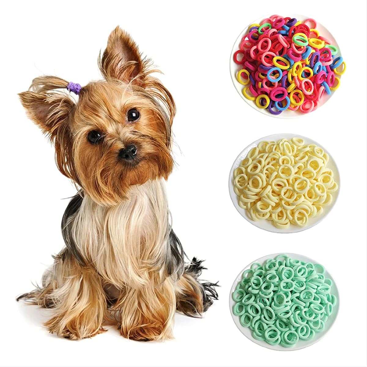 100pieces Set Pet Elastic Hair Band Cute Dog Grooming Hair Accessories Diameter 0 87inch Colorful Puppy Rubber Band