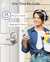 Vista 3 de TEEHO Cerradura de puerta con teclado con asa: cerradura de puerta de entrada sin llave con mango - Cerradura electrónica digital de puerta Níquel