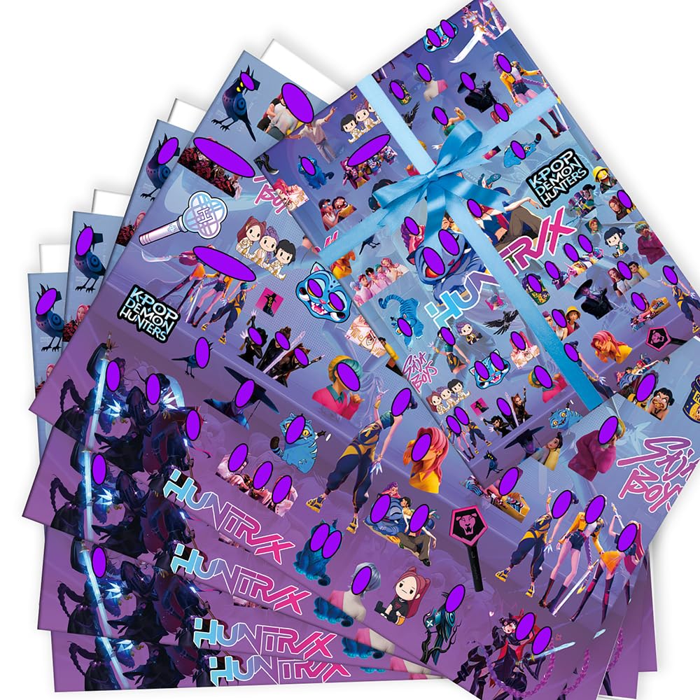 6 Sheets K P O P Wrapping Paper Birthday (Size 70cm X 50cm), Gift Wrap Perfect for Birthday Party or Christmas