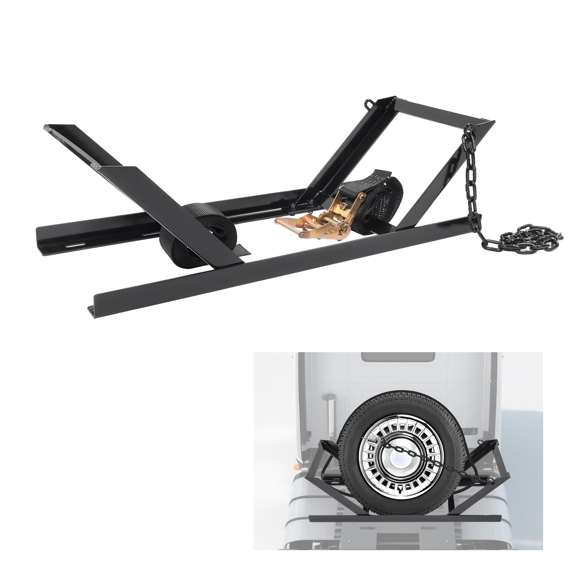 Photo 1 of ECOTRIC Semi Truck Spare Tire Rack Commercial Truck Tire Storage Rack