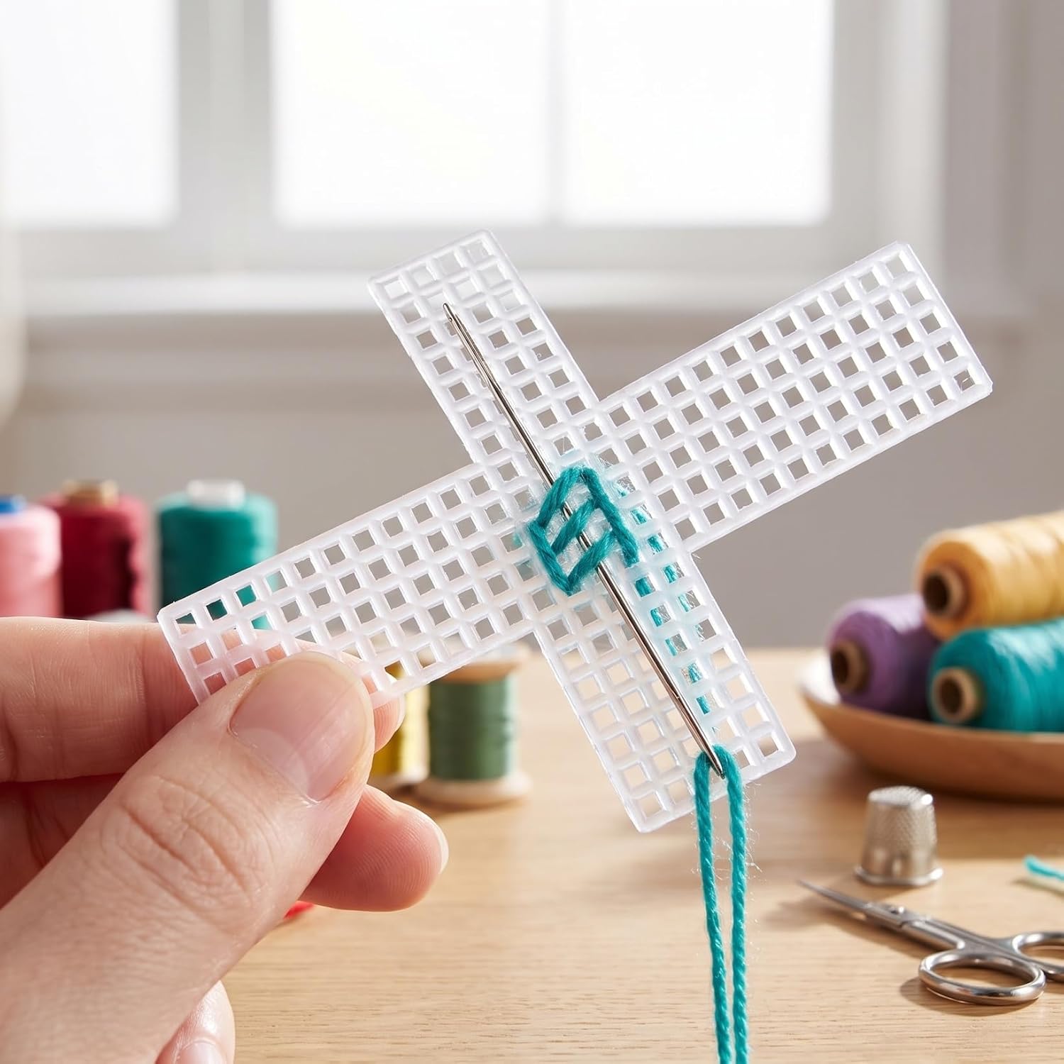 Osaladi 20Pcs Plastic Canvas Mesh Sheets Cross Shaped