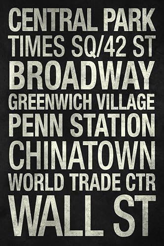 Metro Stations New York City - Póster de pared en blanco y negro, 24 x 36 pulgadas