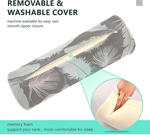 Miniatura 3 de Funda de almohada cervical de plumas suaves, almohada cervical para el cuello, almohada redonda para el cuello para dormir, soporte de postura