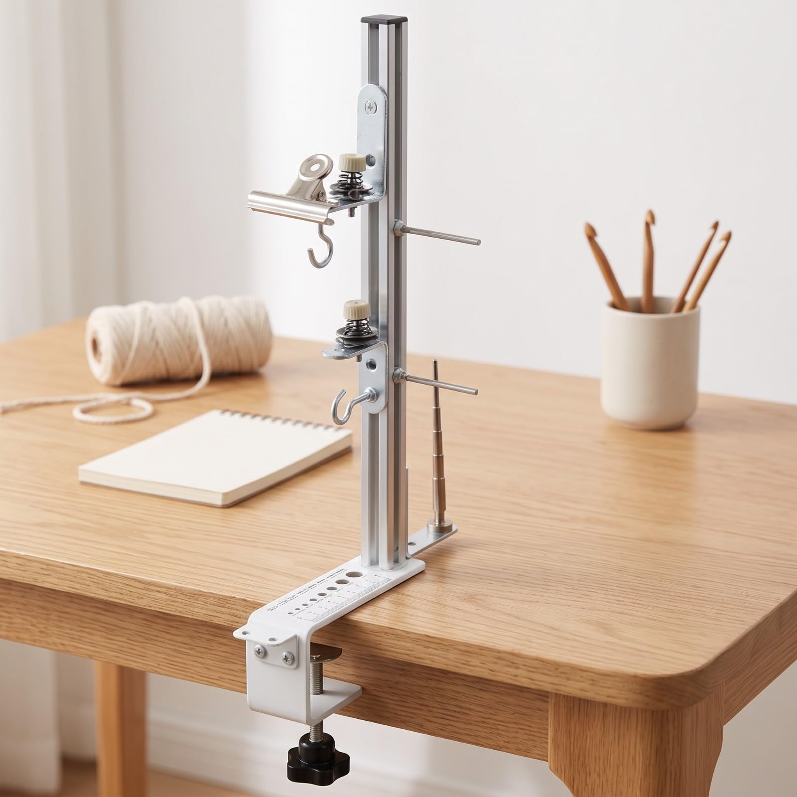Mesa para Versátil Estructura Metálica Table, Portahilos, con Soporte para Teléfono