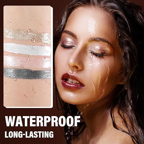 Miniatura 6 de Apooliy Sombra de ojos líquida con purpurina impermeable, de secado rápido, de larga duración, crea alto impacto, iluminador