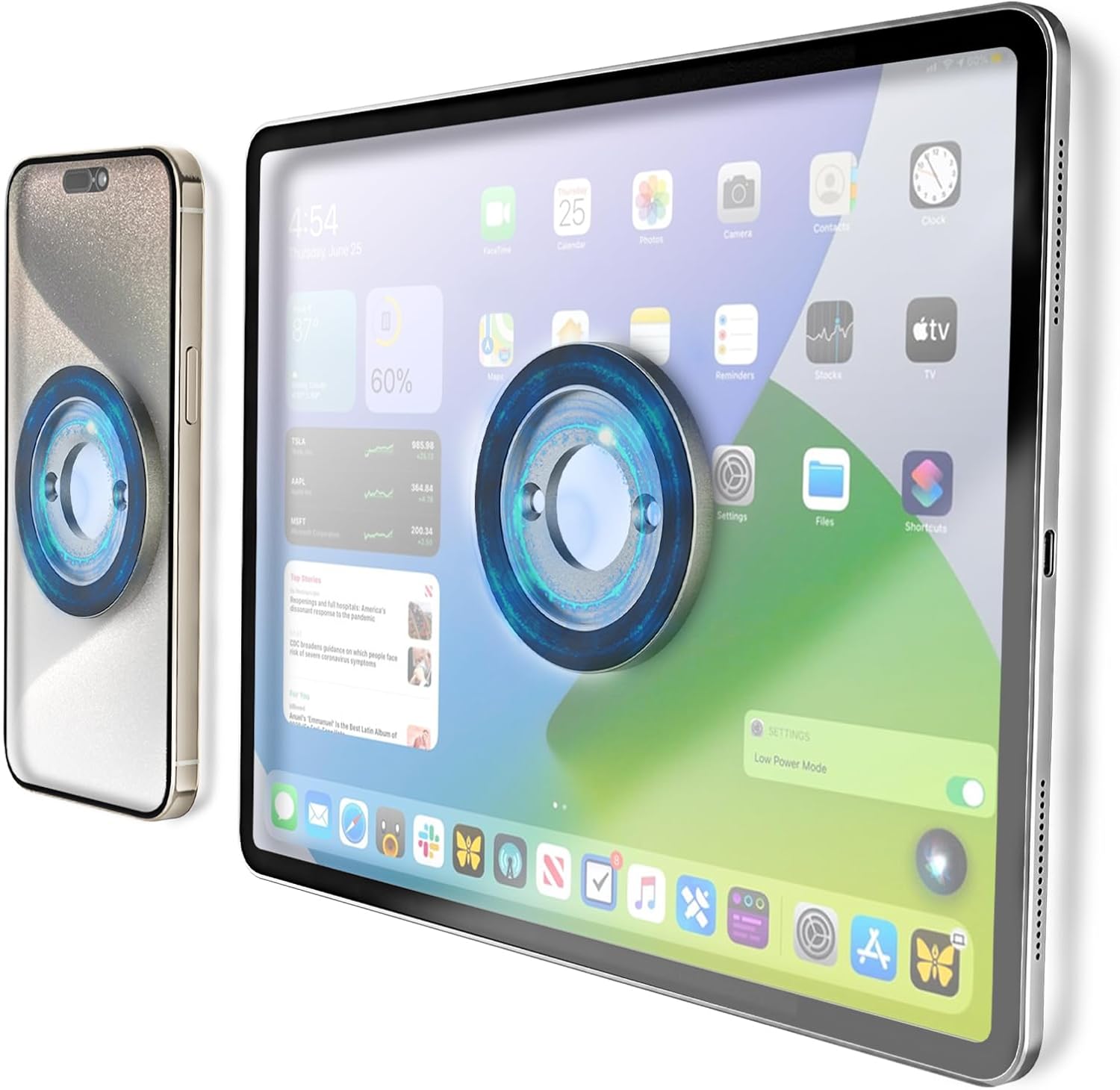 Magnetic Wall Tablet Phone Holder - 2 Pack, Magnet iPad Wall Mount for Home, Office, Kitchen, Bathroom, Fridge, Wall Portable Monitor Mount for 4.7-15.6" iPad, Phone, Monitor, Reader, Kindle