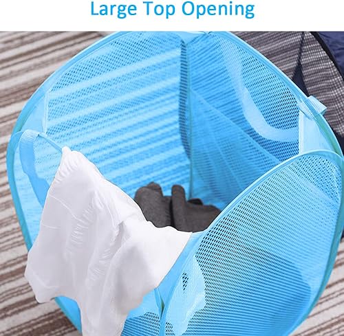 Miniatura 3 de Larpur Paquete de 2 cestas plegables para la ropa sucia, cestas de malla portátiles para la habitación de los niños, dormitorio universitario, baño,