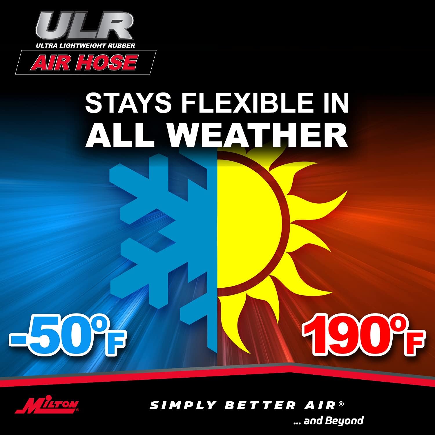 Milton ULR385038: 3/8" X 50' Ultra Lightweight Rubber Hose (W/ 3/8" Npt Ends)