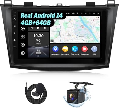 Eonon 4G+64G Car Stereo Android 14 Receiver for Mazda 3 2010-2013,Wireless CarPlay & Android Auto Headunit, 9" Touchscreen GPS Navigation,Bluetooth,AM/FM,SWC,M3BLX7A