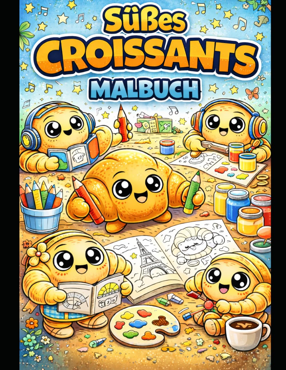 Croissant Malbuch für Kinder: Lustige Ausmalbilder – Polizei, Feuerwehr, Tiere & mehr
