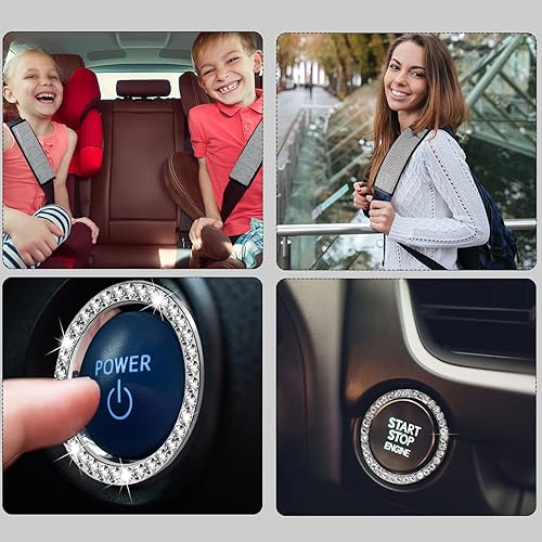 Miniatura 4 de Tallew Paquete de 5 fundas para cinturón de seguridad con diamantes de imitación para cinturón de seguridad de automóvil, almohadilla para el hombro