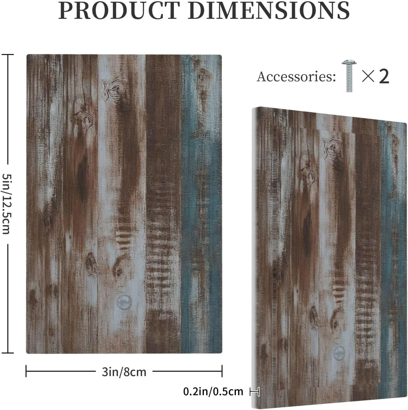 Vintage Blue Brown Wood Grain Light Switch Cover Plate 1 Gang Electrical Wall Plates Faceplate Decorative Switch Plate No Device Blank for Bedroom Farmhouse Decor