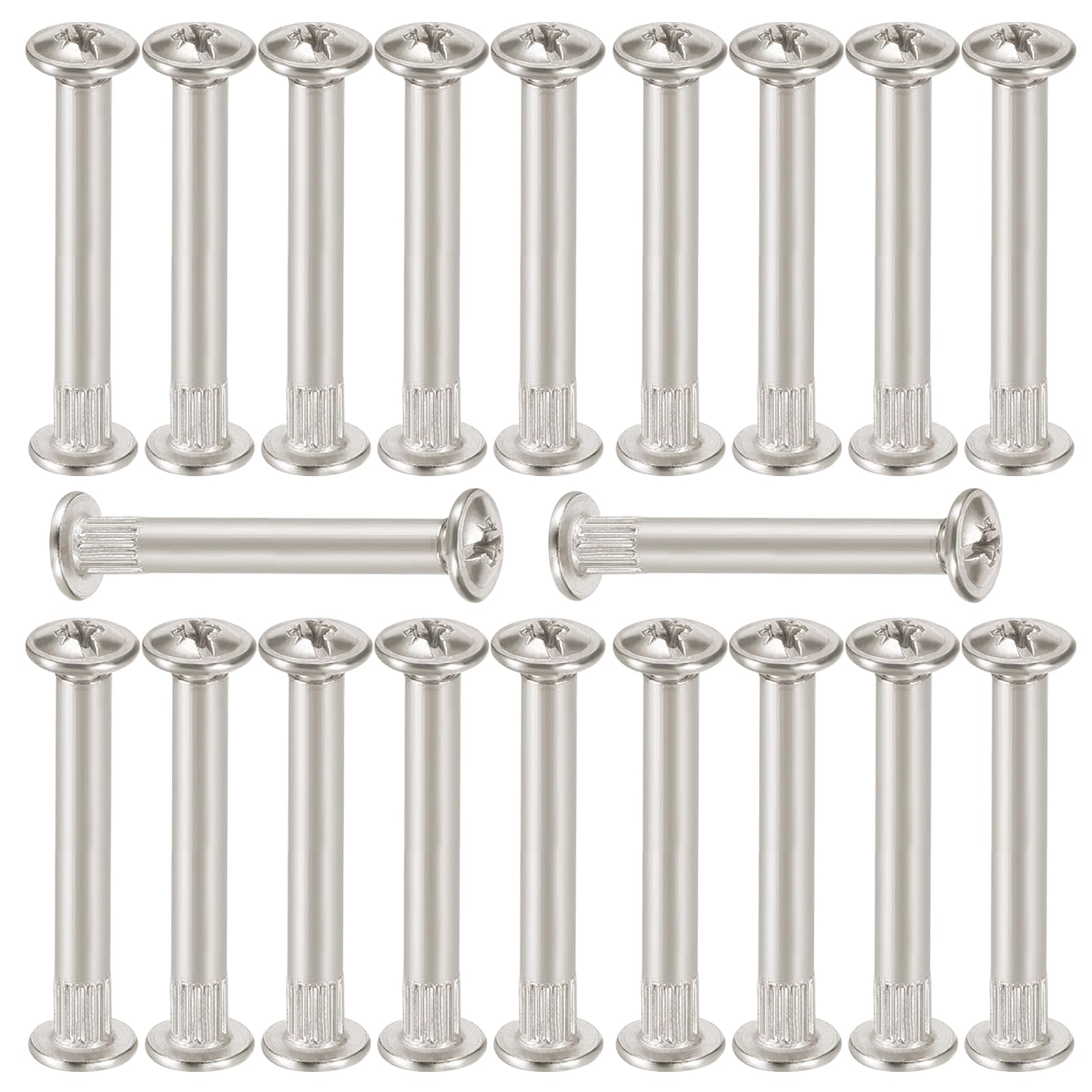 MroMax 20 Sets Furniture Joint Connector Bolt & Cap Nuts Kits, M4 x 14mm Screws with 35mm Sleeve, Furniture Screw Bolts Cabinet Panel Connector