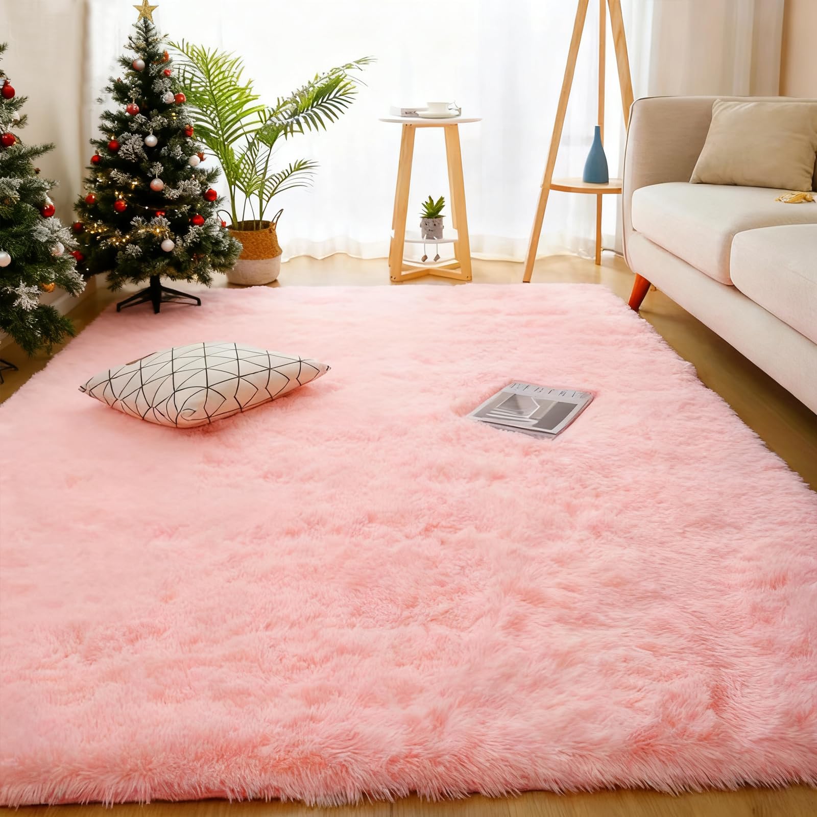 Tapis antidérapant pour zone à forte circulation en salon rose