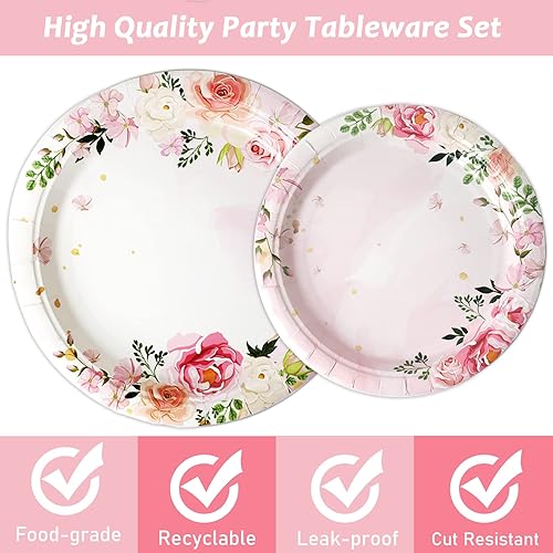 Vista 200 de gisgfim 96 Pcs Thanksgiving Fall Plates and Napkins Party Supplies Autumn Leaves Tableware Set Thanksgiving Pumpkin Maple Party Decorations Favors