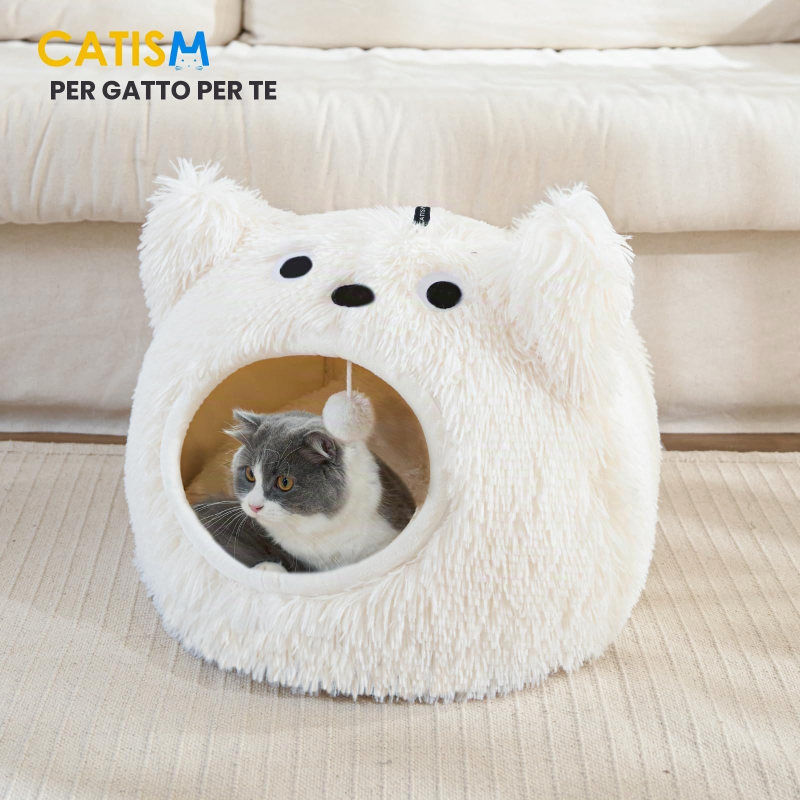 Catism - Lettino per Gatti con Igloo, Cuscino Lavabile per Gatti, Morbido Cuscino per Animali Domestici, Letto Morbido e Soffice per Gattini e Cuccioli