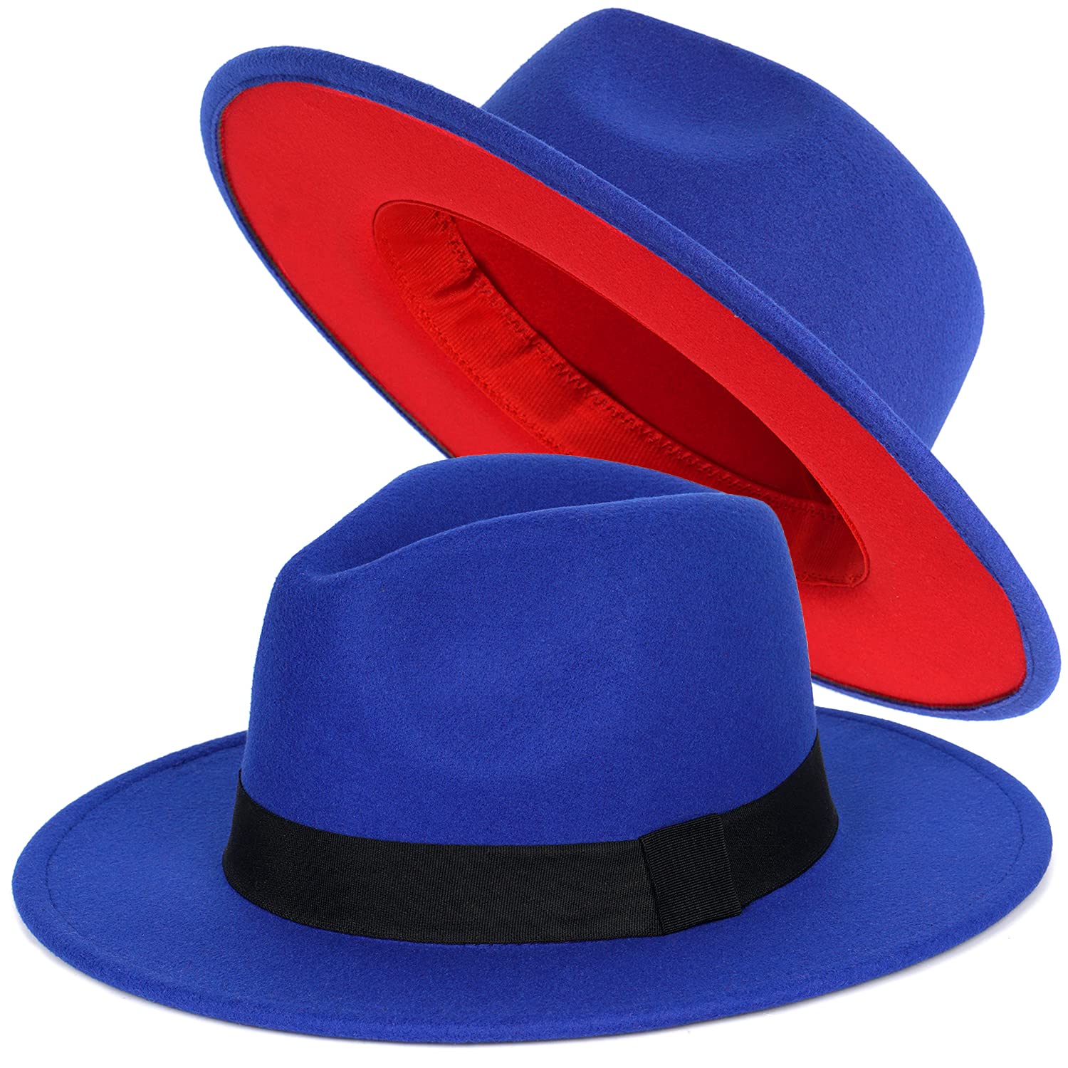 Trendy Fedora Hats for Men &amp; Women Wide Brim Felt Hat Dress Panama Hat Two Tone Fedora