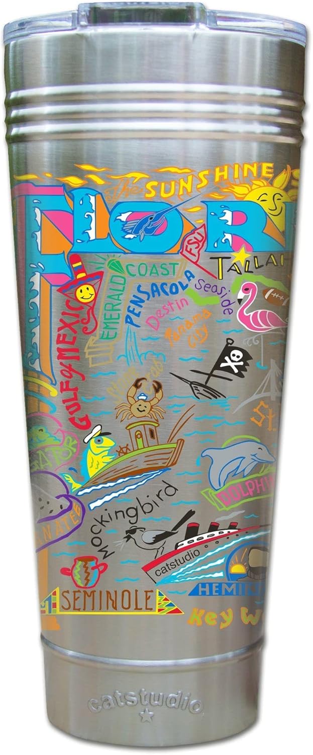 Catstudio Florida Thermal Tumbler | Triple Wall Insulation With Non Slip Bottom | Great Travel Cup for Water, Coffee, Tea, or Smoothies