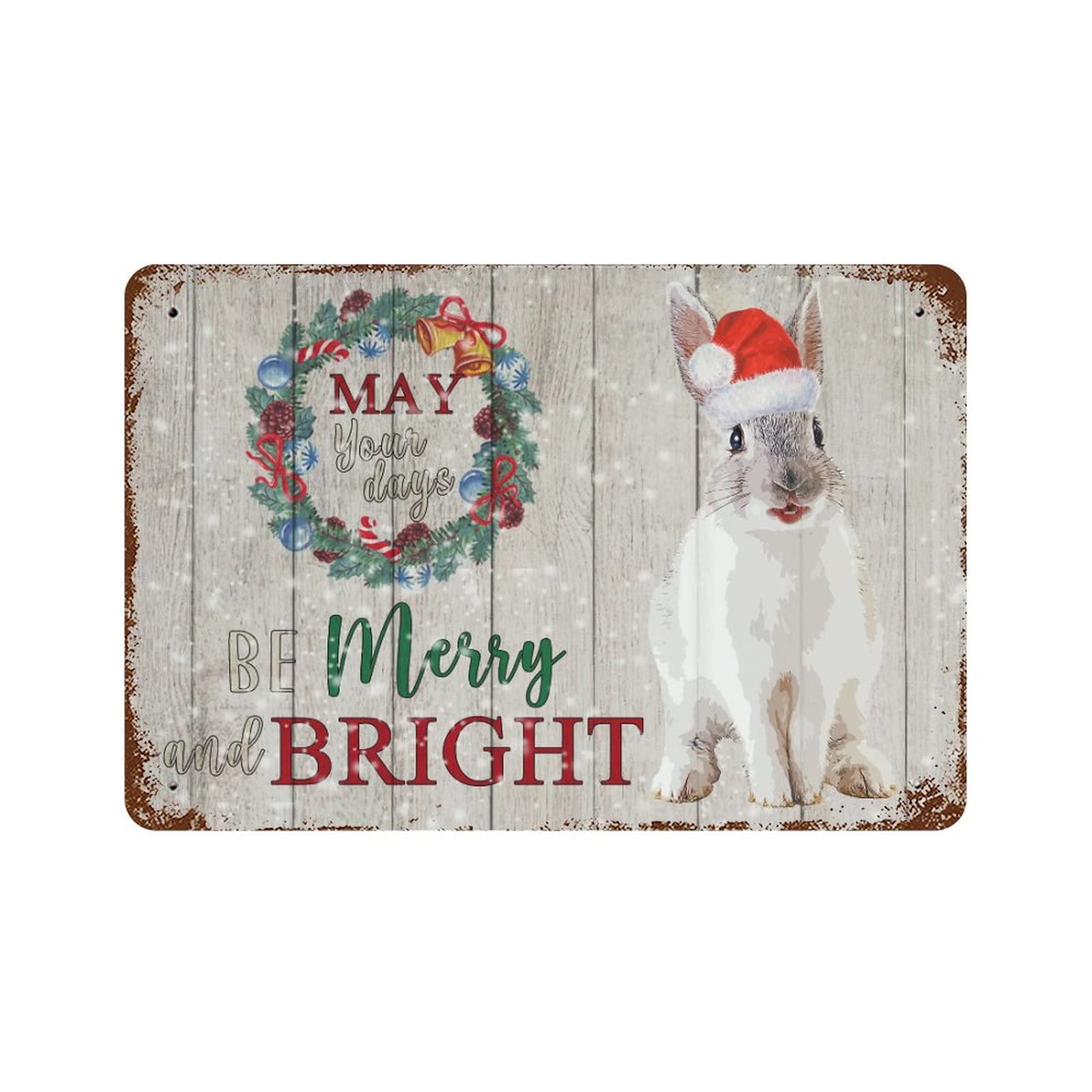 Panneau de Noël Merry Bright en métal pour décorer le garage et accueillir vos invités