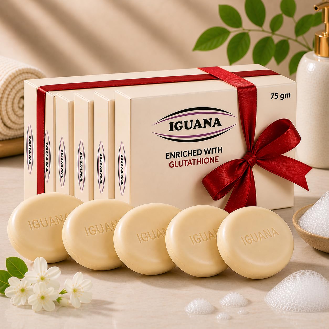 Buy IGUANA Beauty Soap with Glutathione for Glowing Skin, 75gm Pack of 5 Online at Low Prices in India