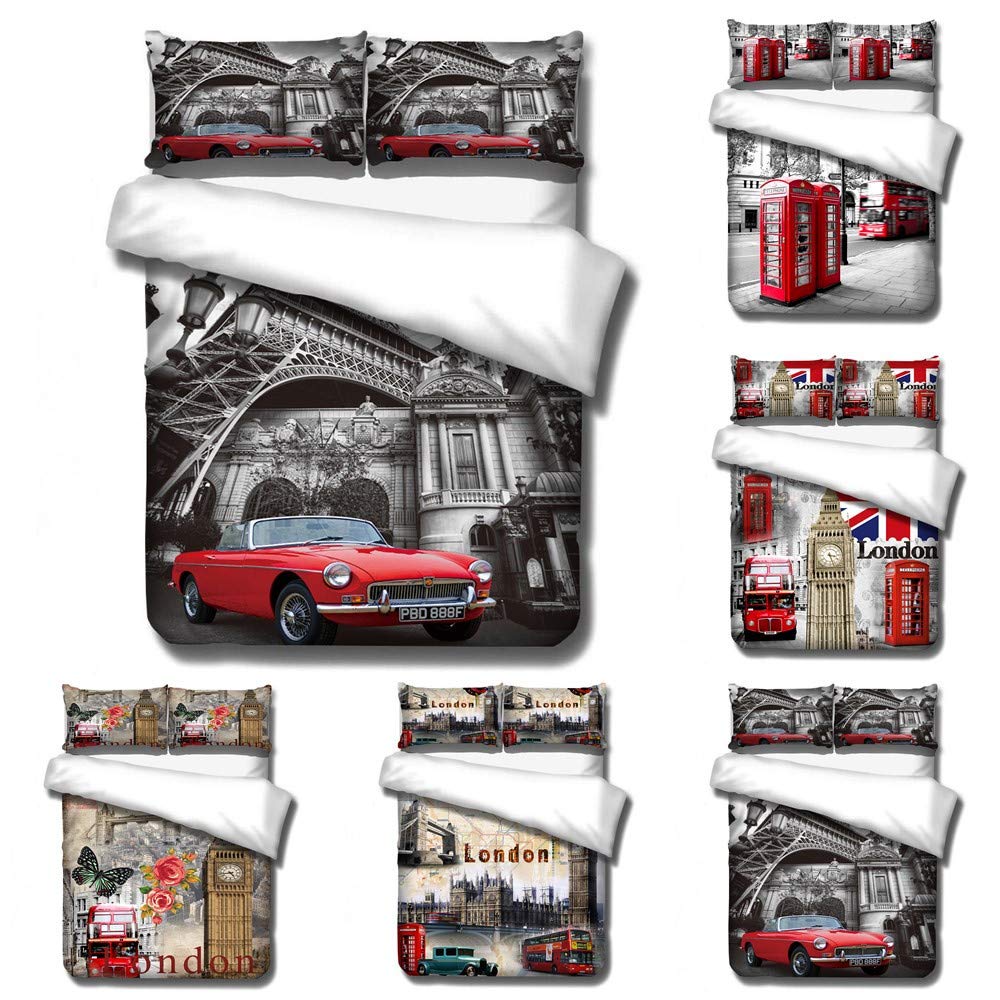 Housse de couette Angleterre street view retro pour chambre ado cosy
