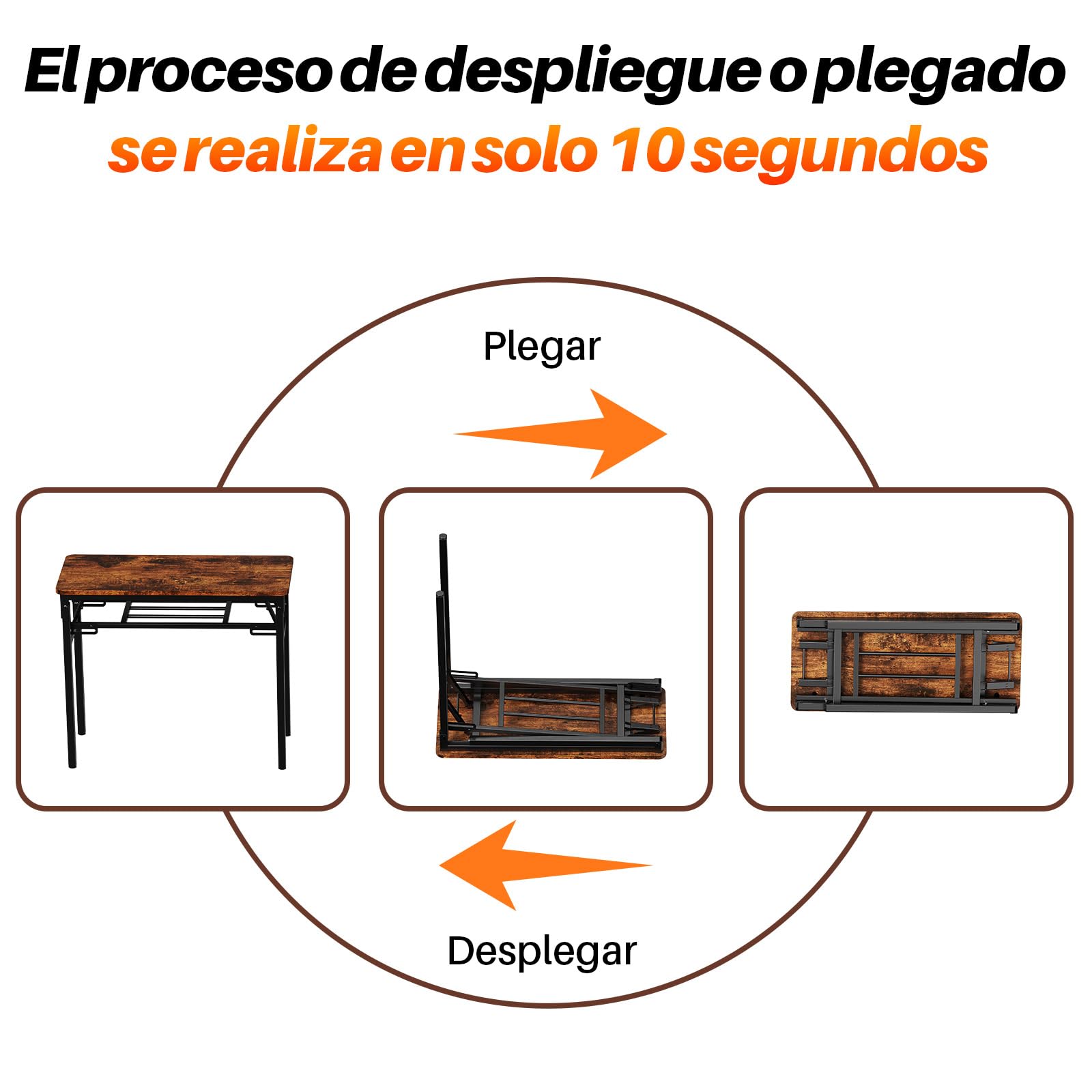 Escritorio plegable de 100 x 50 x 75 cm, escritorio con espacio de almacenamiento, mesa plegable de madera, mesa de ordenador, mesa de comedor, mesa de conferencias para estudio, dormitorio, salón
