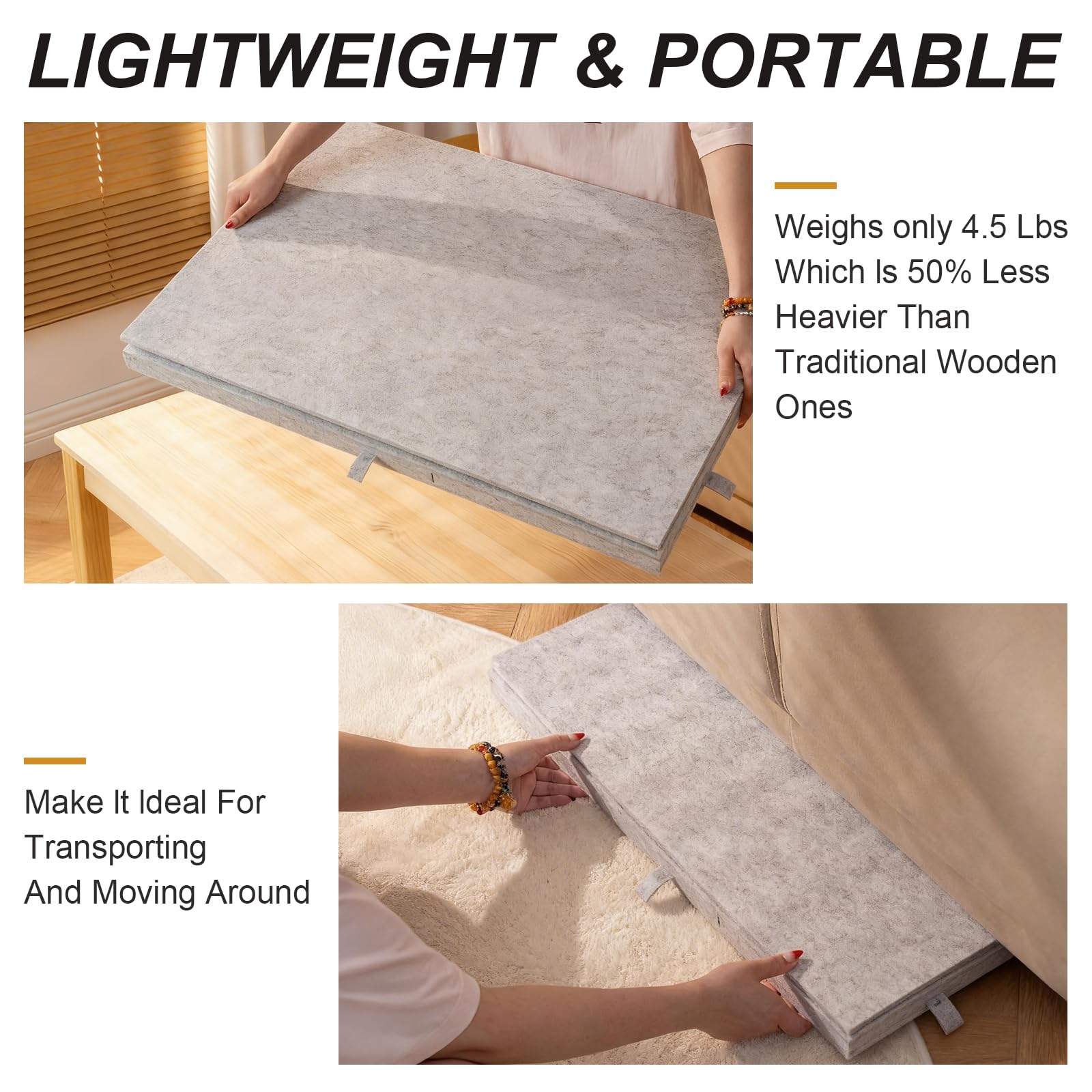 Tapis Puzzle Feutre 1000 pièces, Portable Plateau à Puzzle Portable avec 6 Tiroirs et Couvercle, Accessoires de Puzzle pour Adultes et Enfants, Gris Clair