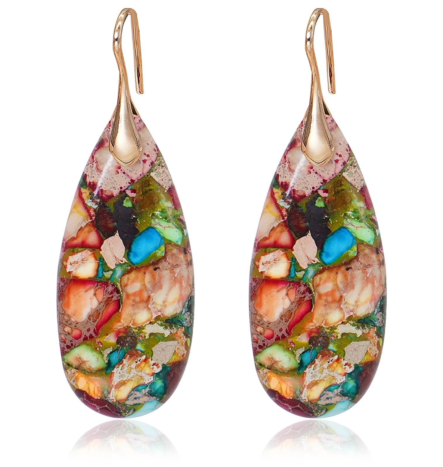 Wovanoo Natural Stone Earrings Waterdrop Stone Dangle Earrings for Women