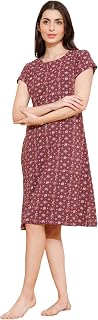 Mushy Mod Women's Cotton Shapes Print Knee Length Night Dress/Night Gown/Short Nighty - MM-3003 Price In India