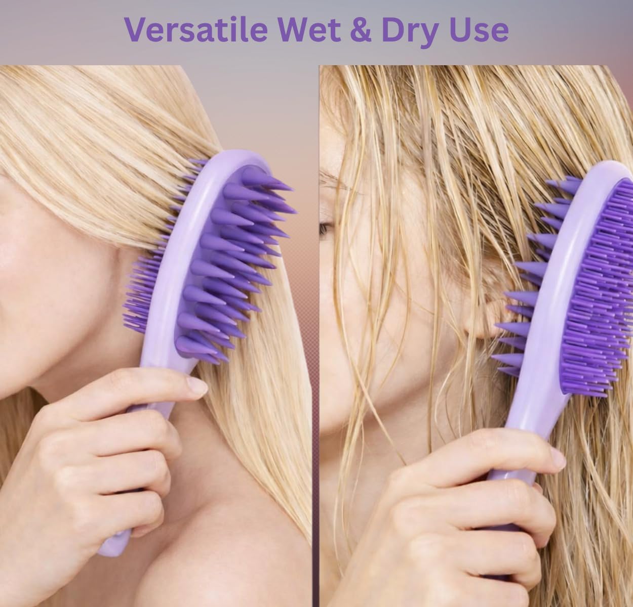 2-in-1 Silicone Scalp Massager Brush – Dual-Sided Shampoo Scrubber & Detangling Comb with Long Ergonomic Handle for Wet & Dry Hair Care
