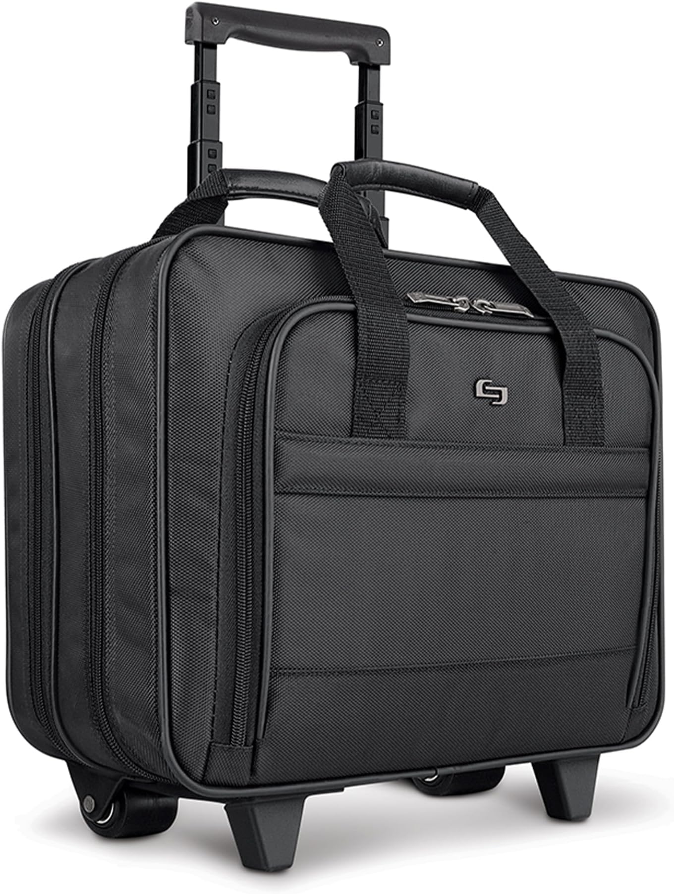 Carnegie Rolling Laptop Bag Slim, Compact Design Case for Women and Men (15.6In, Black)