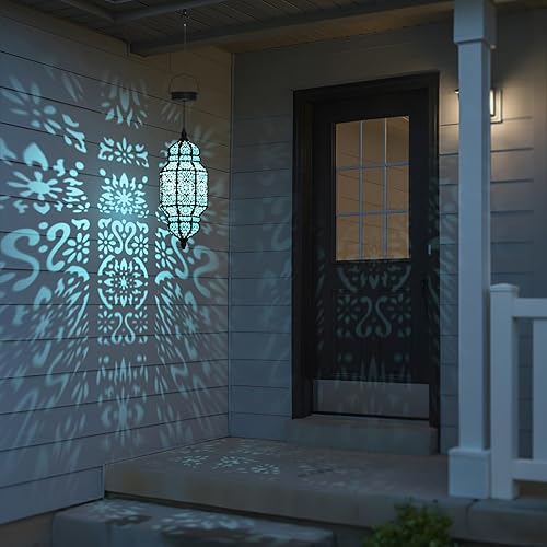 Vista 29 de Twinkya Luces solares colgantes para jardín al aire libre, farol solar impermeable, de metal, marroquí, decoración al aire libre para patio, camino