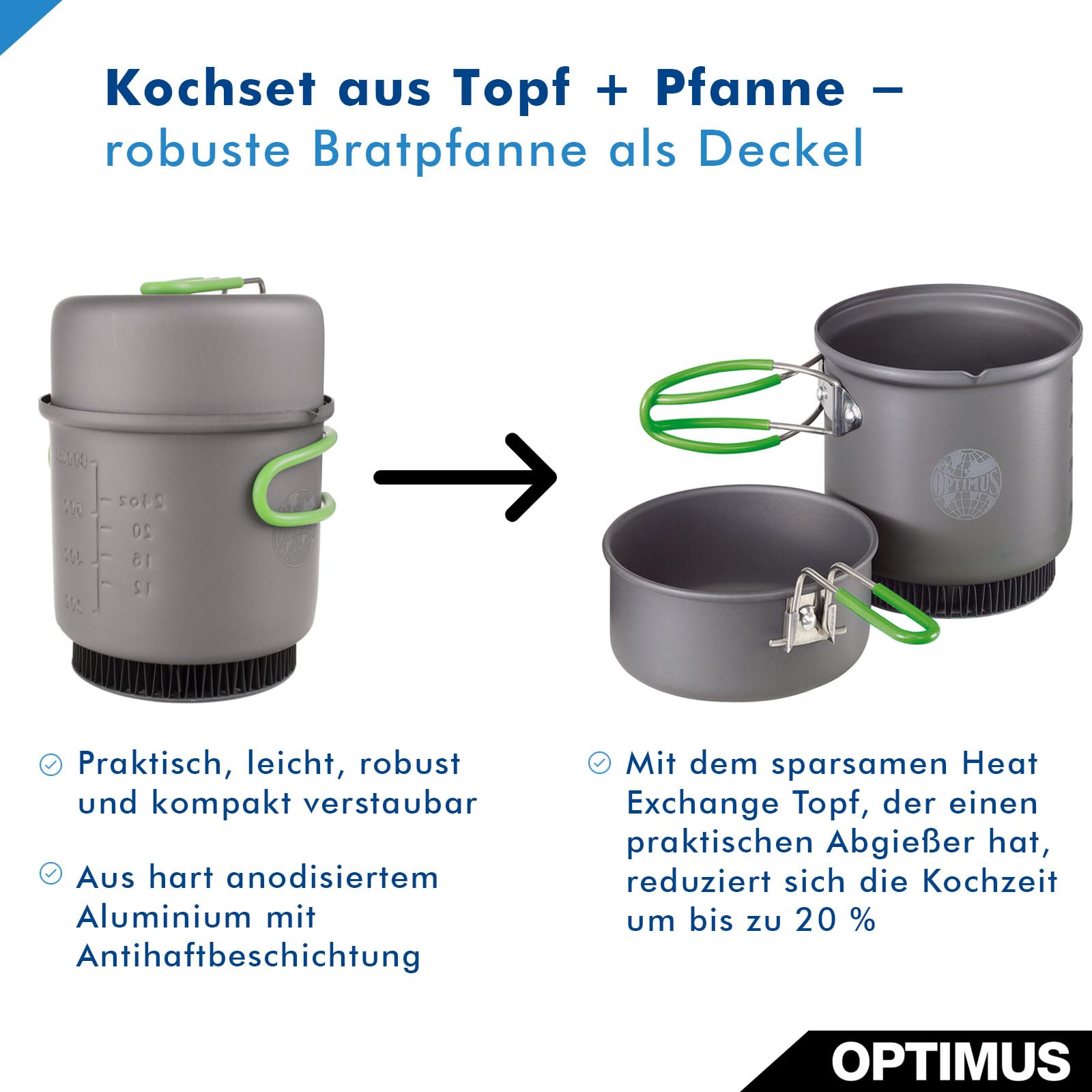 Optimus Terra Weekend HE Kochset 0.95 L, grau, schwarz