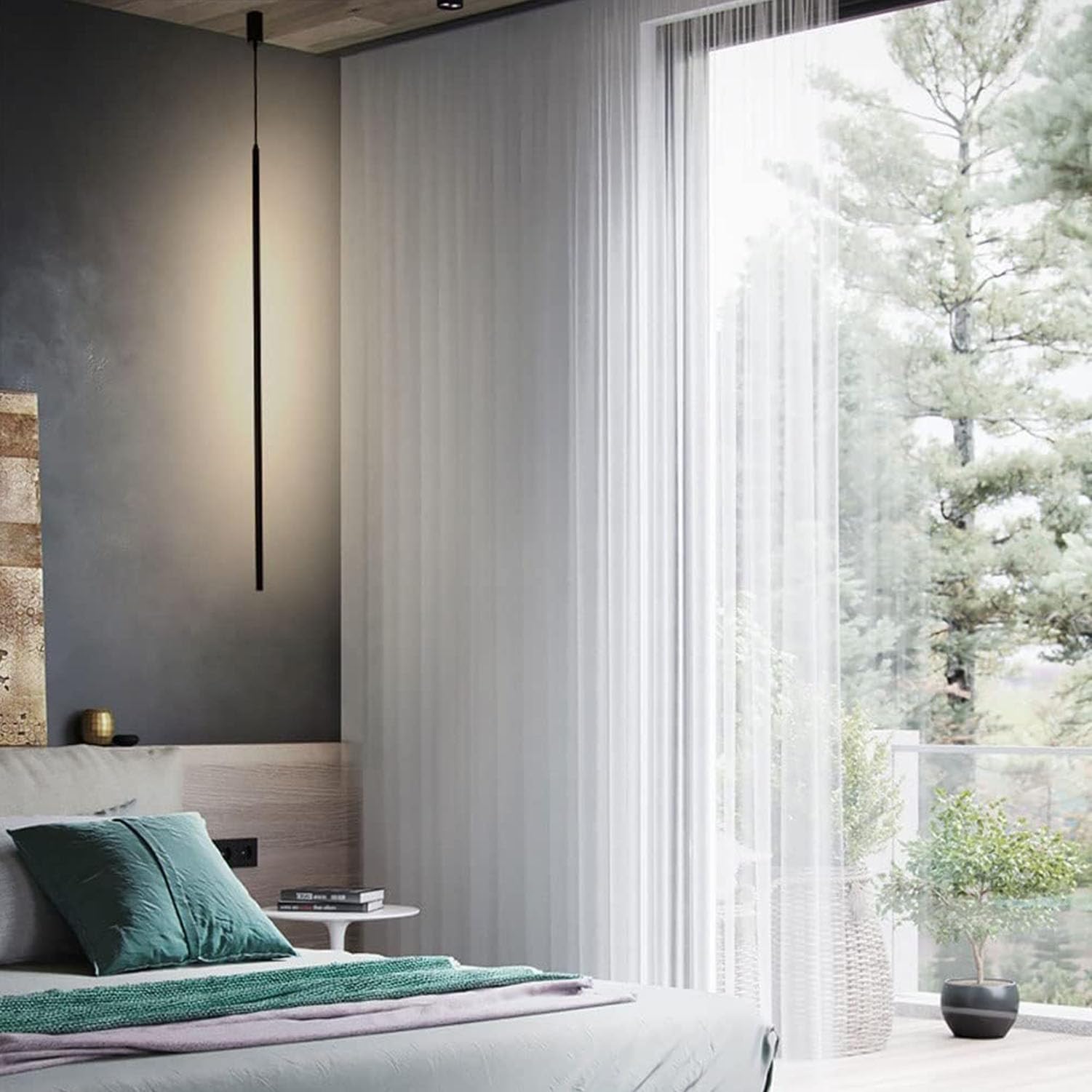 Pendelleuchte Metall, Warmweiß für Wohnzimmer, Schwarz, 120cm | Warmweißes Licht (2700K) für Gemütlichkeit. Höhenverstellbar. Moderner Zylinder für Kücheninsel, Esstisch, Schlafzimmer