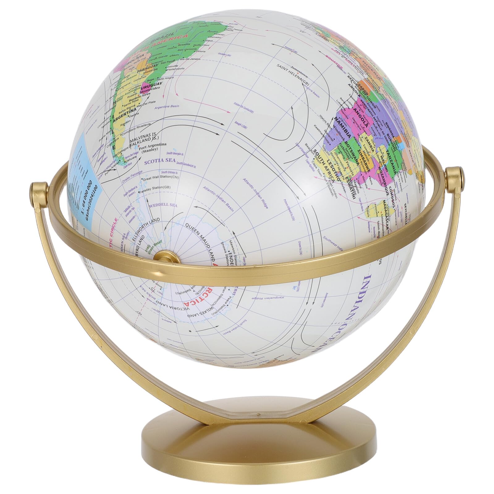 SUPVOX Mappamondo Decorativo da 20 Cm con Supporto Dorato, Globo Terrestre Rotante Educativo e Studenti, Materiale Didattico Geografico per Casa, Scuola e Ufficio
