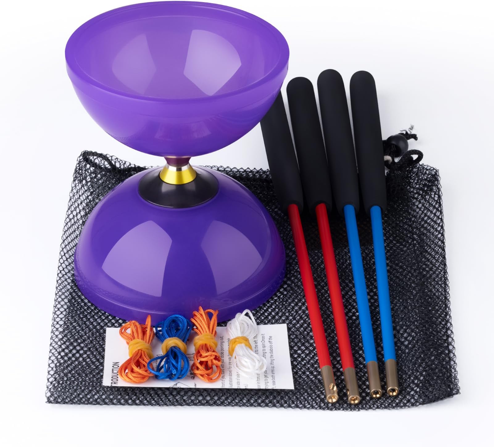 Professional Triple Bearing Diabolo, 5โ Purple Chinese Yoyo Diabolo Toy for Adult Kids, Purple Big Yoyo Diablo with 2 Carbon Sticks, 1 Drawstring Bag, 2 Strings