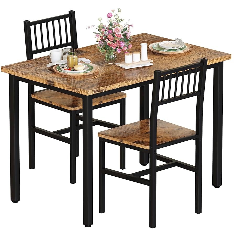 Amazon.com - AWQM 3 Piece Dining Table Set, Small Industrial