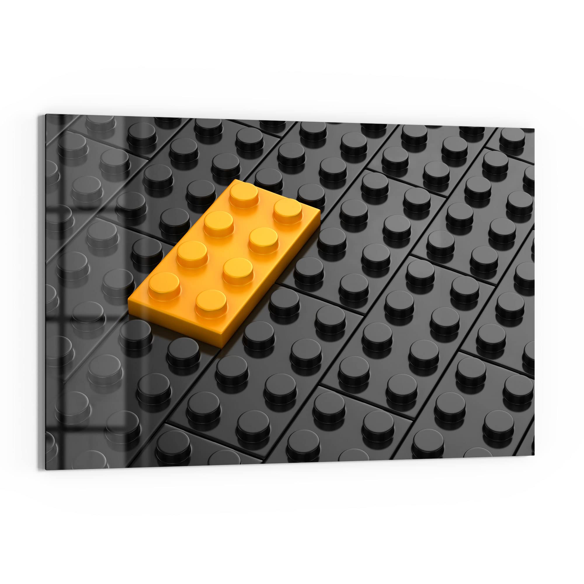 DEQORI Szklana tablica magnetyczna, wymiary 90 x 60 cm, motyw "klocki z wypustkami, tablica memo ze szkła, tablica magnetyczna z magnesami, długopisem i chusteczką do kuchni i biura, tablica magnetyczna i z możliwością pisania
