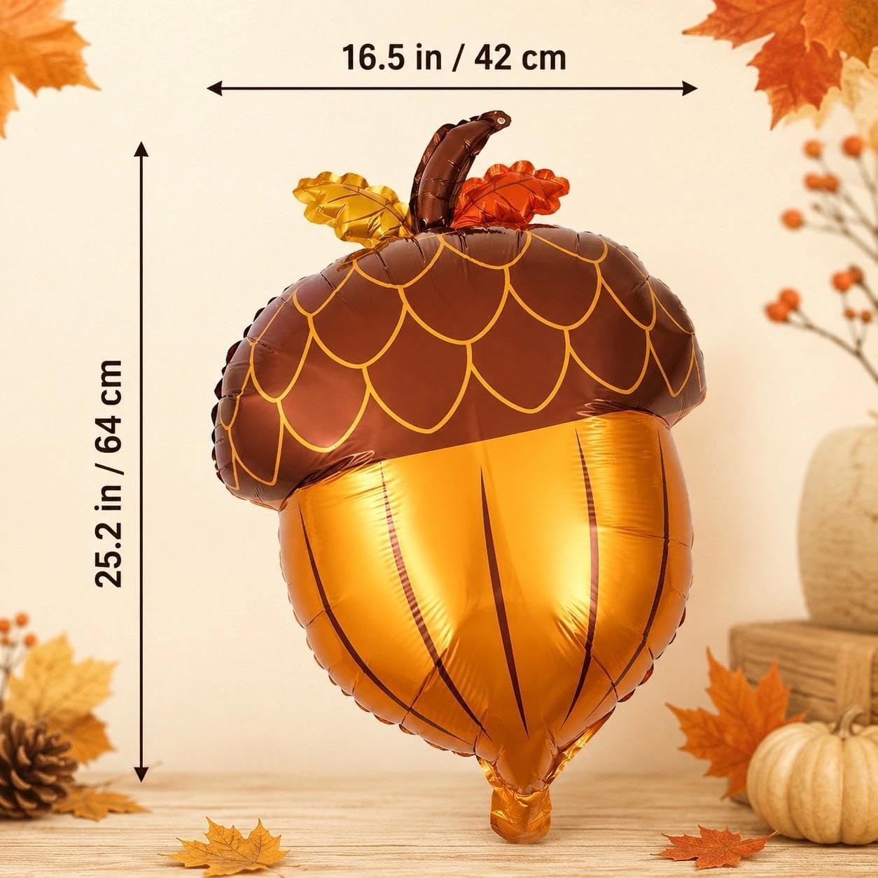 LUOZZY 10Pcs Acorn Balloons Foil Fall Pine Cones Shaped Balloons for Baby Shower Birthday Fall Thanksgiving Party Decorations