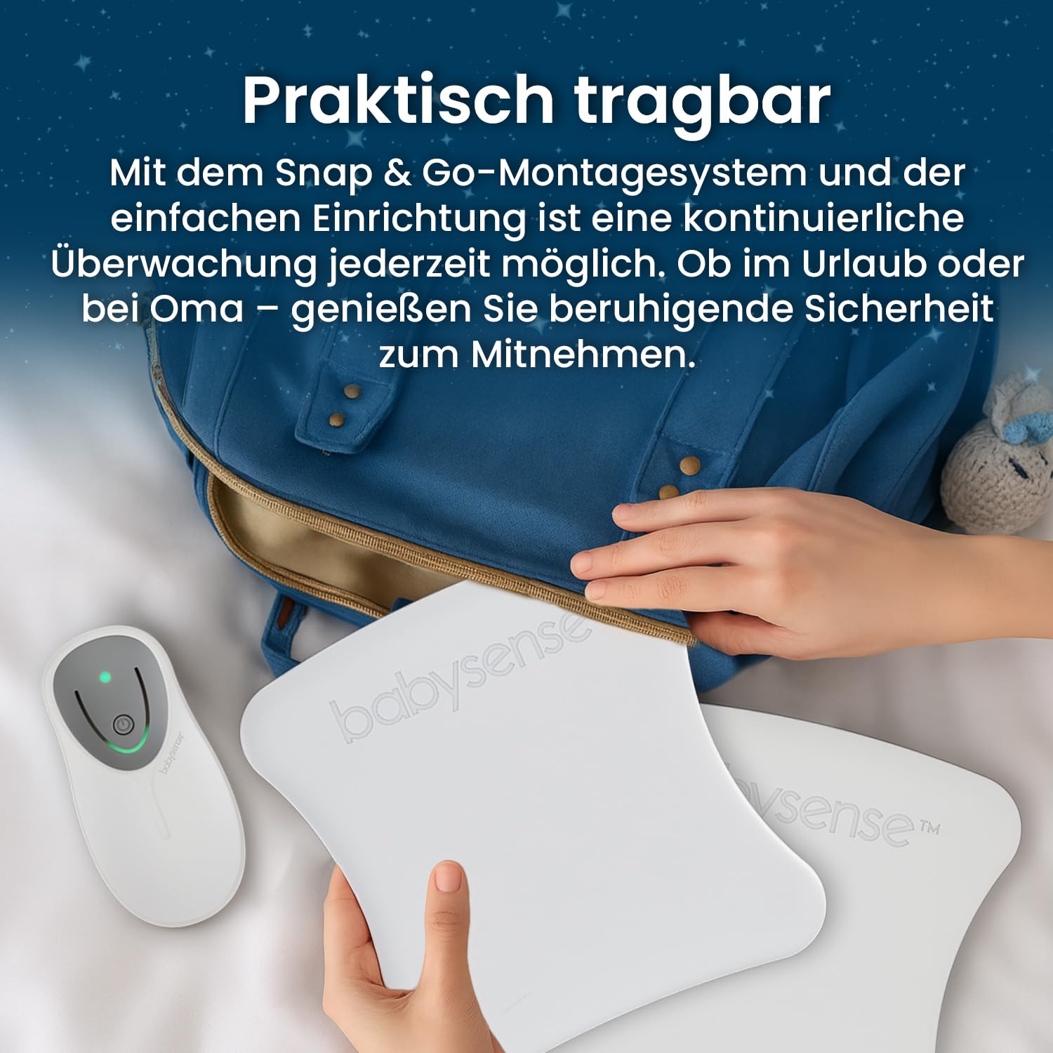 Babysense 8 – Baby-Bewegungsmonitor mit Echtzeit-Warnungen, zwei Sensormatten zur vollständigen Abdeckung des Bettbereichs, für den Heimgebrauch