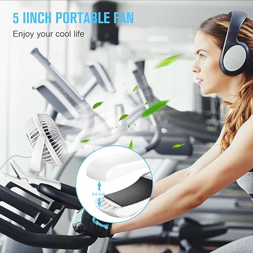 Miniatura 6 de BESKAR Ventilador de clip, ventiladores silenciosos de cochecito de rotación de 360 con fuerte flujo de aire, 3 velocidades, ventiladores pequeños