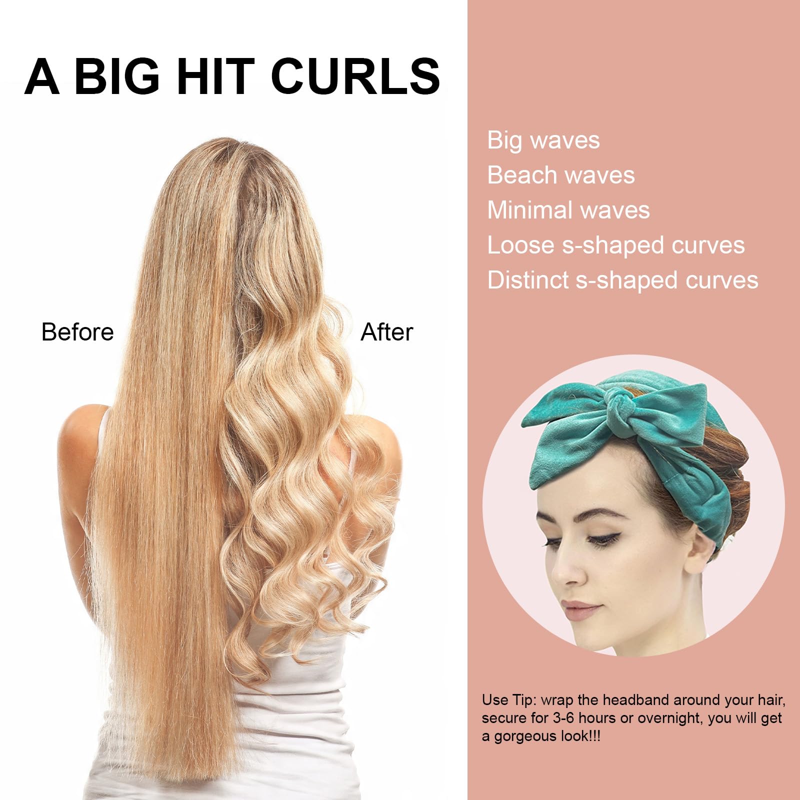 Heatless Curlers Headband, Soft Velour Heatless Curls, Overnight Heatless Hair Curling Set - Image 4
