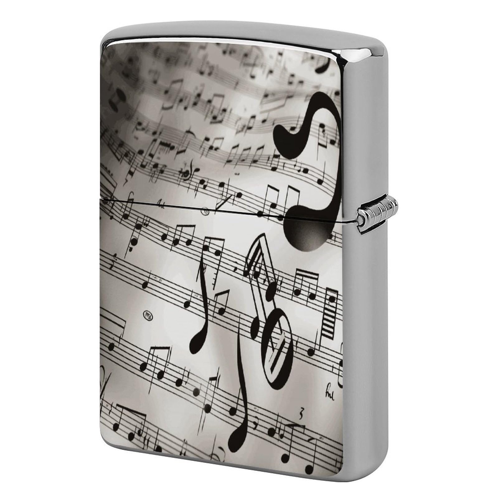 Fekiloot Style Music Notes Print Lighter Case Cover Metal Lighter Case