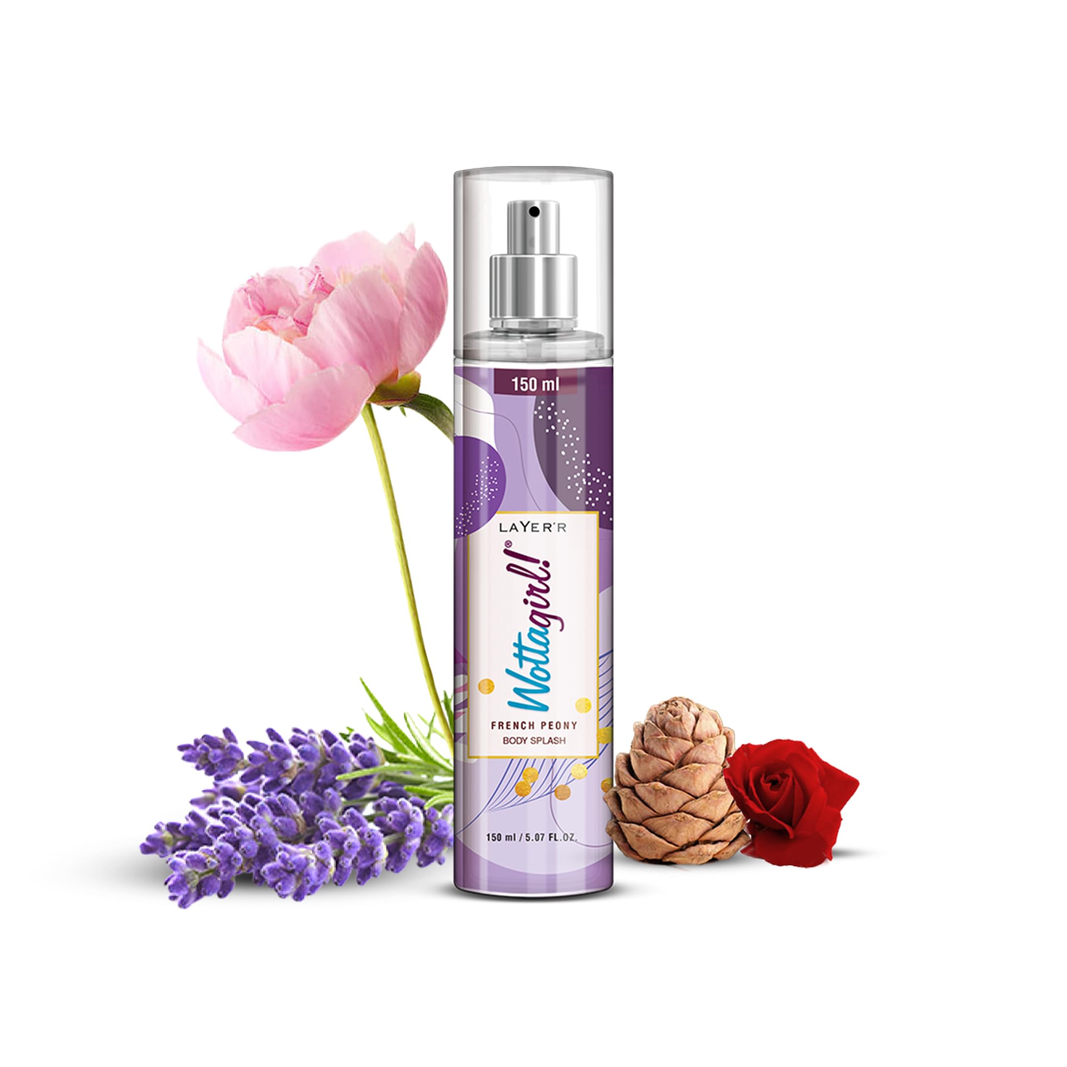 LAYER'R Wottagirl! French Peony 150ml Body Splash for Women l | Elegant Floral Mist with Lavender & Peony | Long-Lasting, Refreshing & Skin-Friendly Fragrance for Women-picture-30