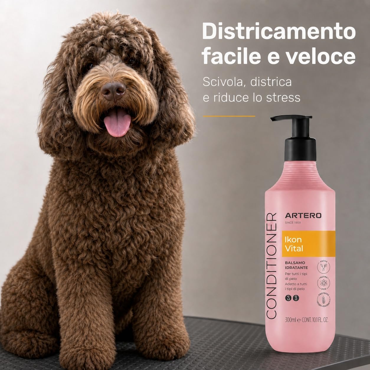Artero Ikon Vital. Balsamo per cani. Idrata, ammorbidisce e protegge il mantello. Arricchito con Avena, ideale per pelli sensibili e mantelli con nodi o tendenza all'effetto crespo. (300 ml)