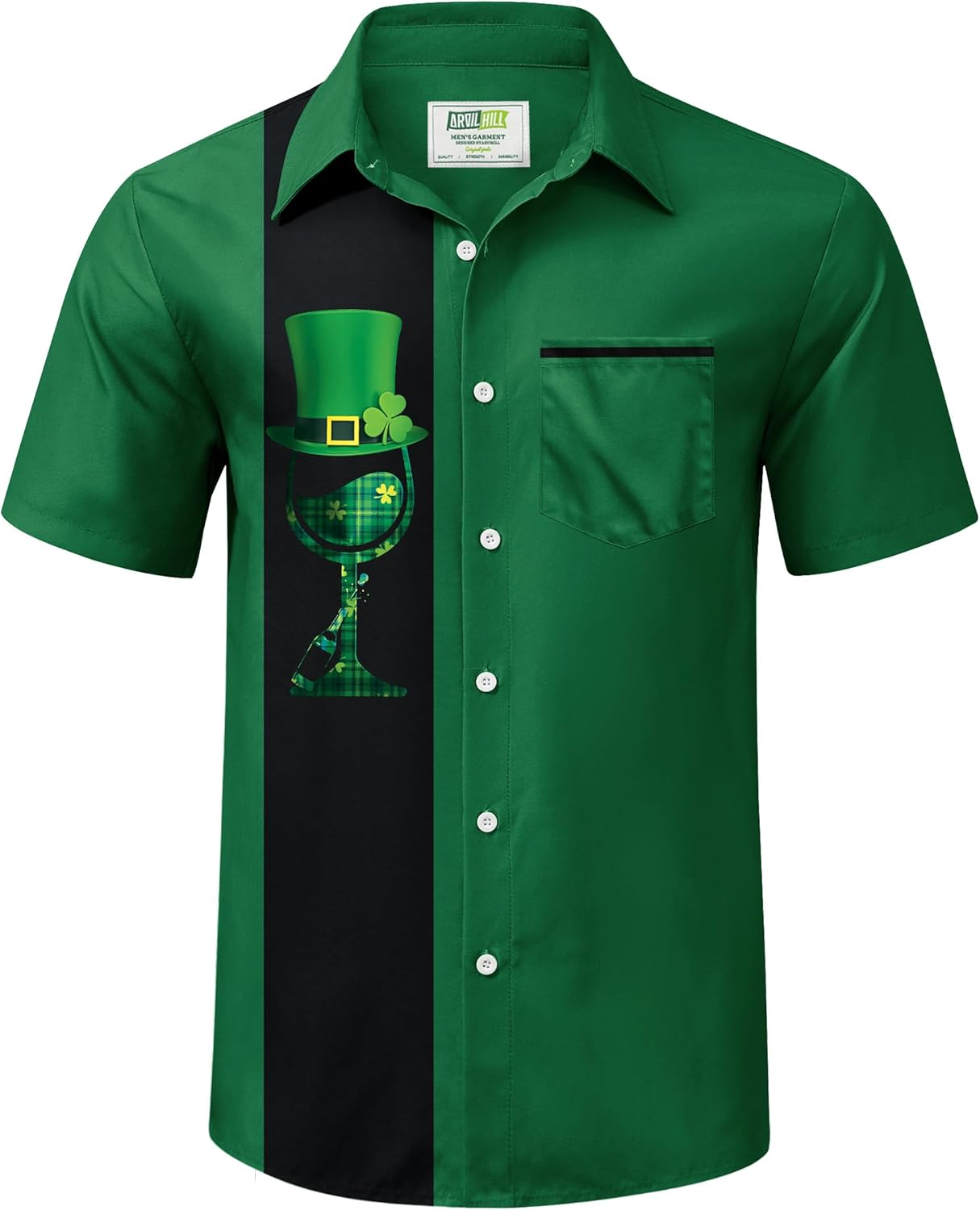 Arvilhill Men's St Patricks Day Printed Button Up Shirt